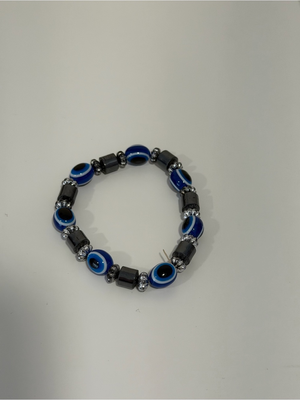 Blue Evil Eye Beaded Stretch Bracelet